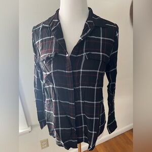 Black, white and Red Plaid women’s Shirt LOFT